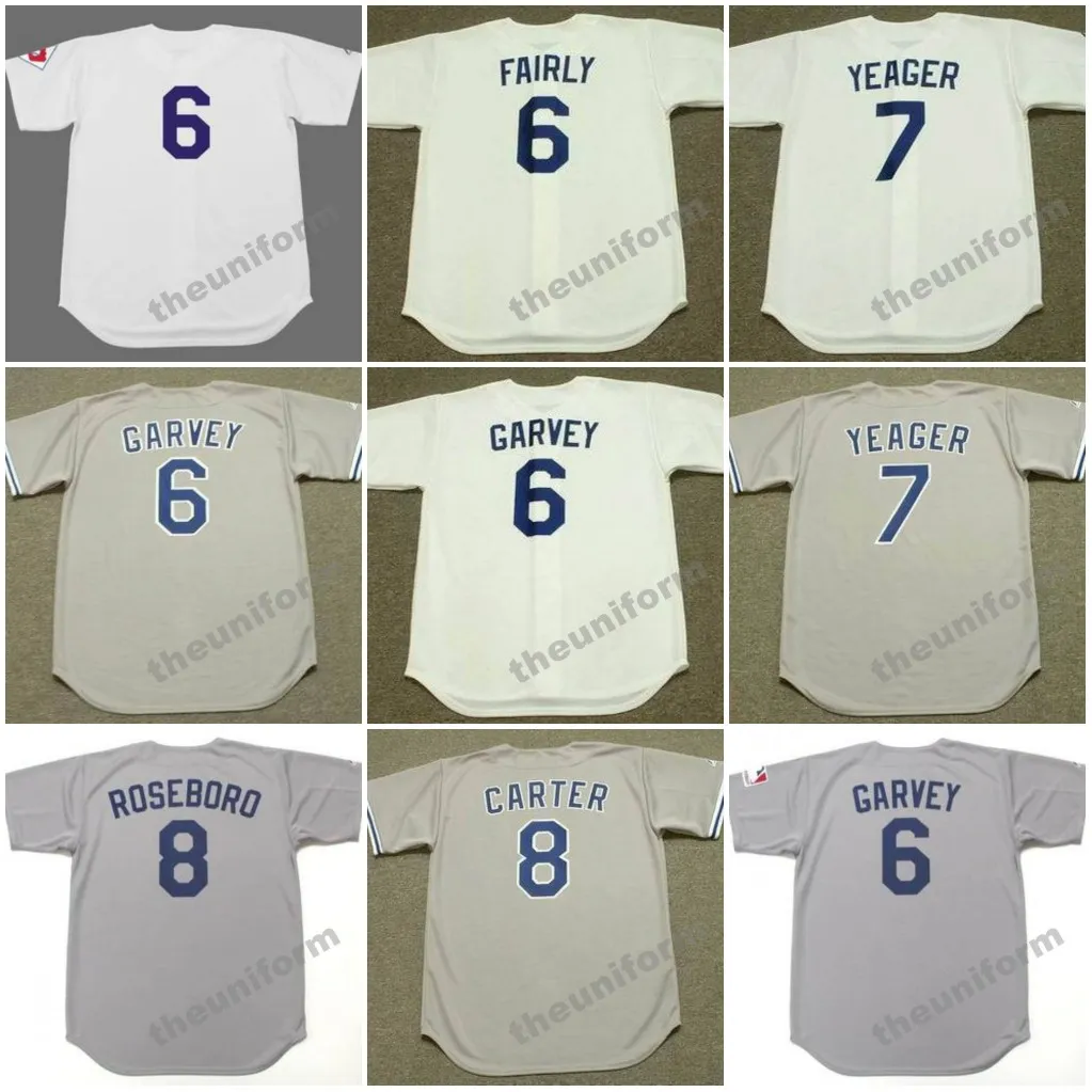 Men's 1951's-2001's Los Angeles CARL FURILLO RON FAIRLY STEVE GARVEY STEVE YEAGER GARY CARTER JOHN ROSEBORO GARY SHEFFIELD Throwback Baseball Jersey S-5XL