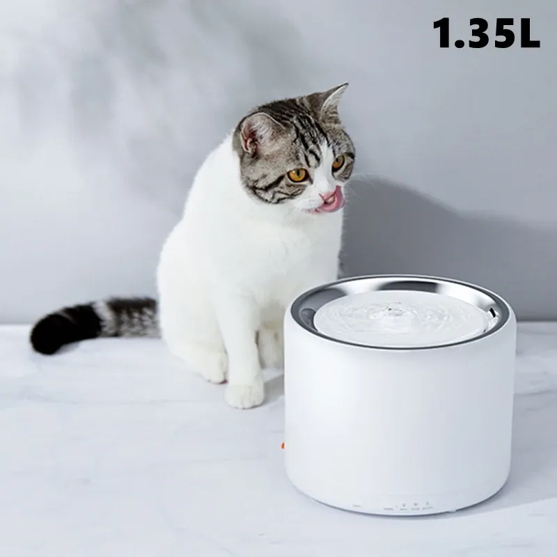 Levererar petkit Everweet V3 Pet Water Fountain 1.35L Dispenser rostfritt stål Ultraquiet Burnout Prevention Pump LED 2 arbetsläge