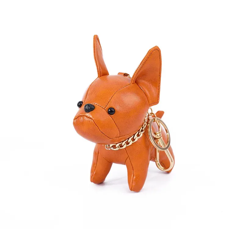 Party Favor leather cartoon puppy french bulldog keychain creative cute bulldog pendants key chain pendant spot wholesale