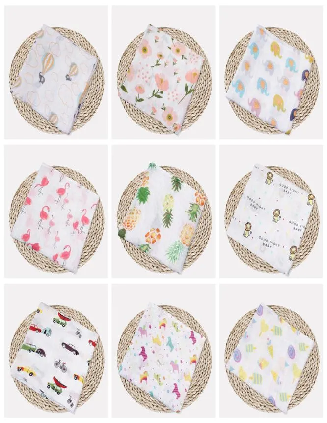 Muslin baby filtar bomull nyfödd swaddling badväv spädbarn wrap swaddles barn soversack barnvagn omslag lekmatta 72 design dh5009305