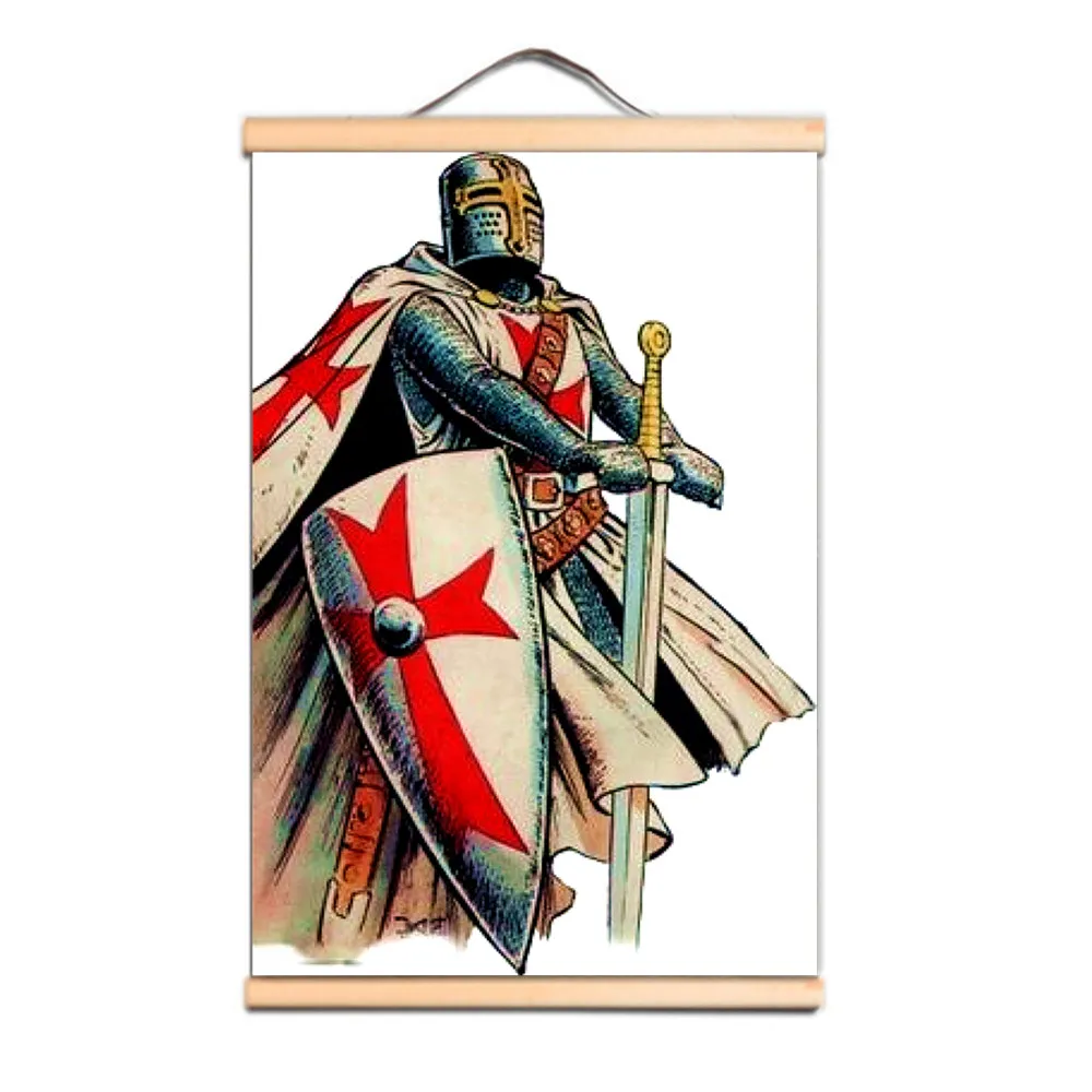 Christus Kreuzzüge Rüstung Krieger Poster Leinwand Kunstdruck Rollbild Tempelritter Wandbehang Flagge Vintage Wanddekoration CD31