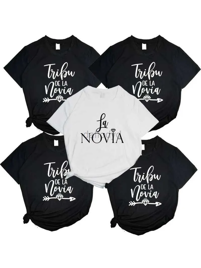 여자 티셔츠 여성 La Novia 스페인 비문 팀 신부 여성 웨딩 샤워 티셔츠 소녀 총독 파티 티셔츠 T45 240322