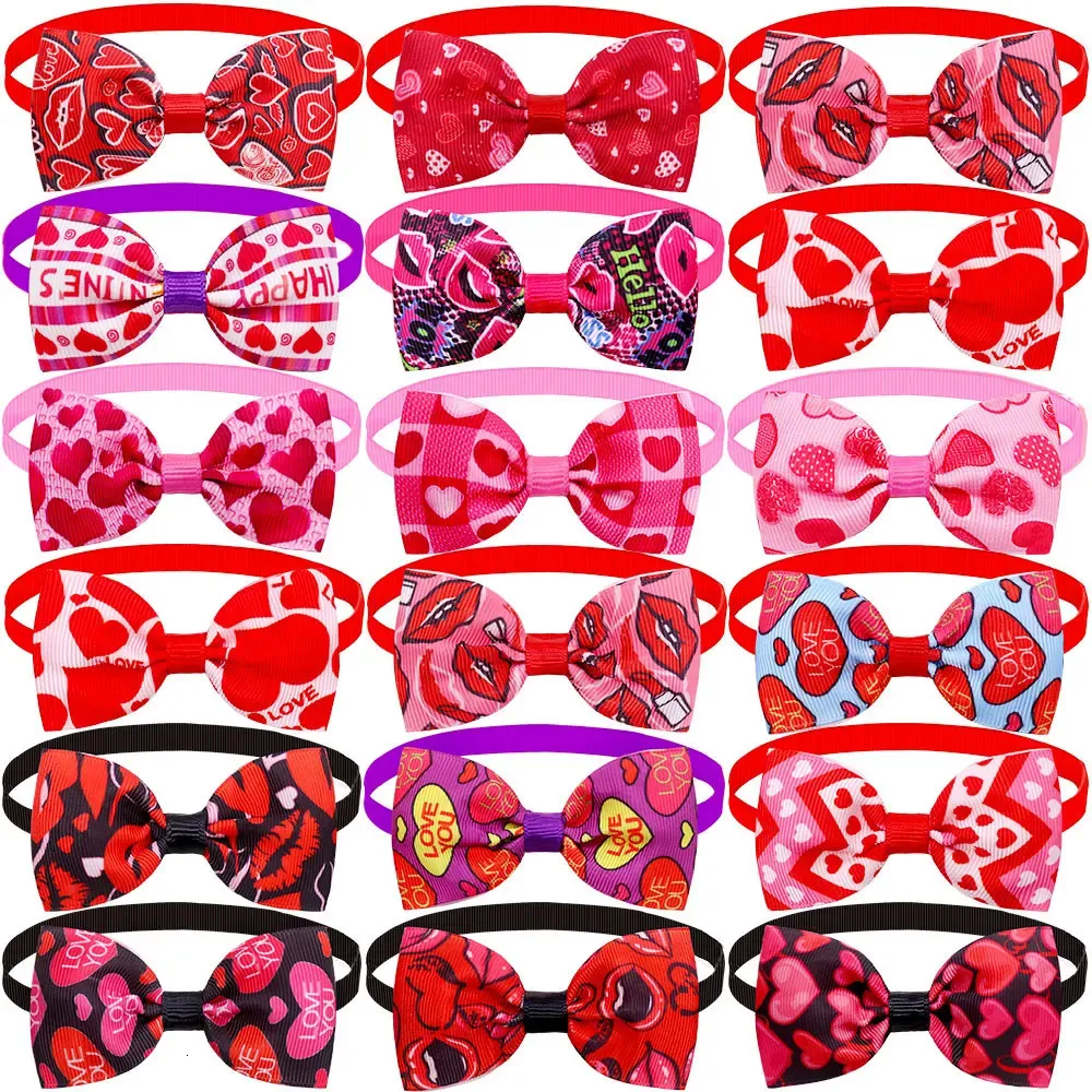 50100pcs Small Dog Bows Valentines Day Bow Tie Love Pet Cat Bowties Neckties Pink Supplies Accessories 240314