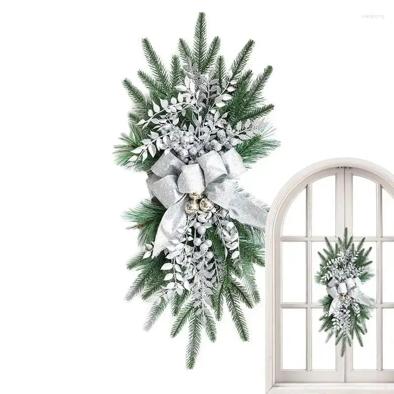 Fleurs décoratives escalier Swag garniture noël artificiel avec décor de nœud papillon pour escaliers fenêtre arbre jardin mur porche cour