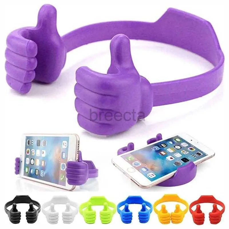 Suportes de montagem de telefone celular Thumbs-up Suporte de telefone celular Suporte de telefone de plástico ajustável Suporte de mesa portátil multi cores para iPhone Samsung Huawei 240322