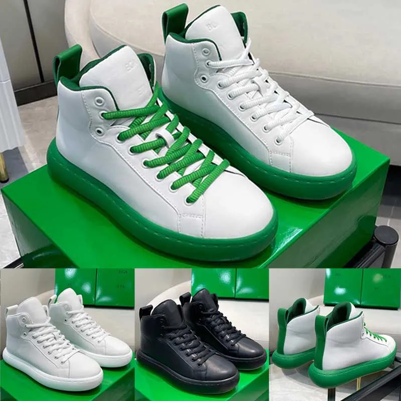 Brand men designer high top sports shoes leather upper green shoelaces green rubber sole sneakers luxurious and fashionable casual shoes men basketball shoes