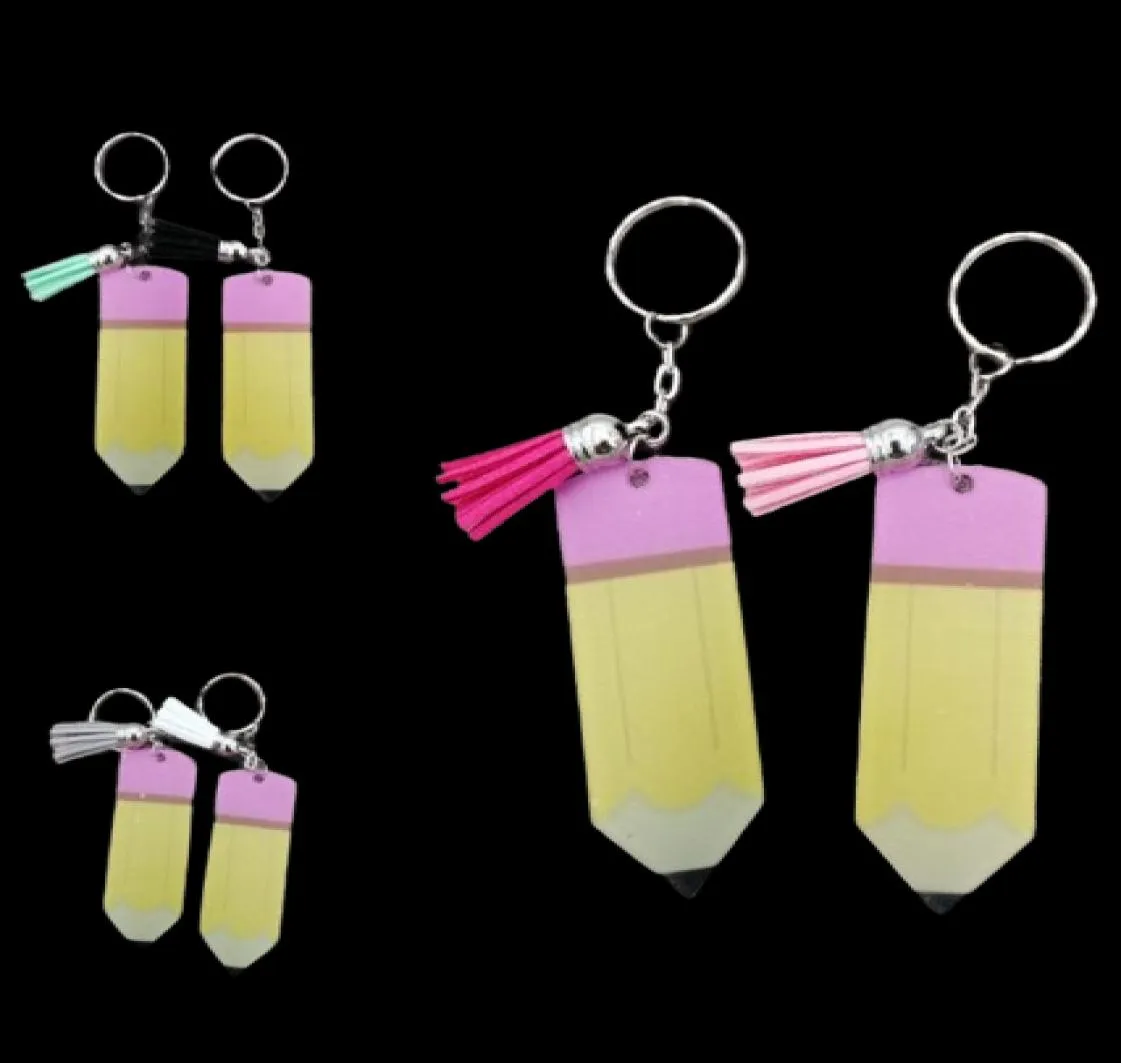 Creative Teachers Day Keychain Fashion Acrylic Pencil Dangle Charms Key Ring Personalize Small Tassel Keyring Festival Party Gift 2141549