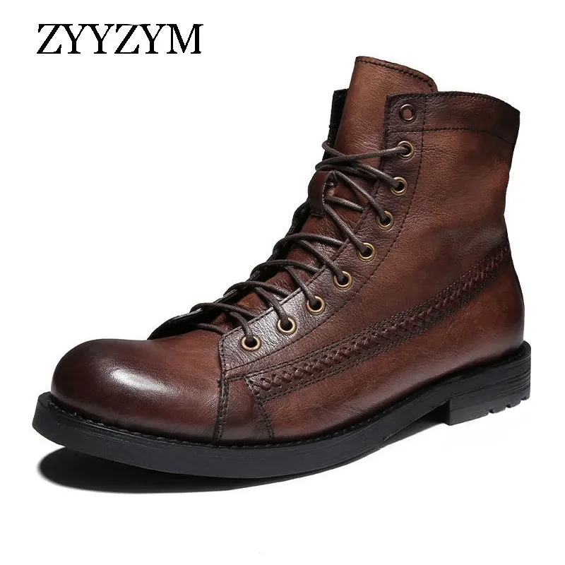 Boots Spring Autumn Men Men's Boots Retro Rub Color Tooling Boot حجم كبير EUR 3848