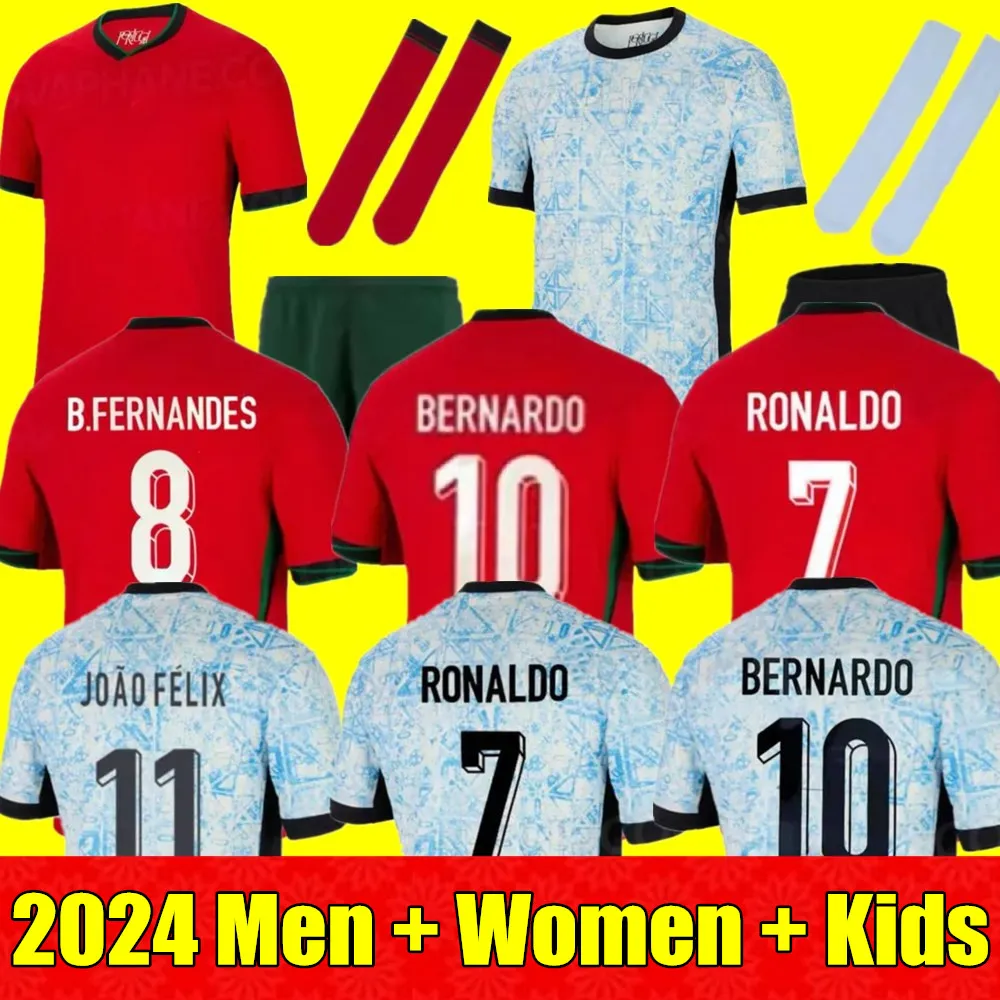 2024 Portugal Futebol Jerseys JOAO FELIX RUBEN DIAS camisa de futebol BERNARDO B. FERNANDES RONALDO ANDRE SILVA camisa de futebol JOAO CANCELO homens mulheres kits infantis