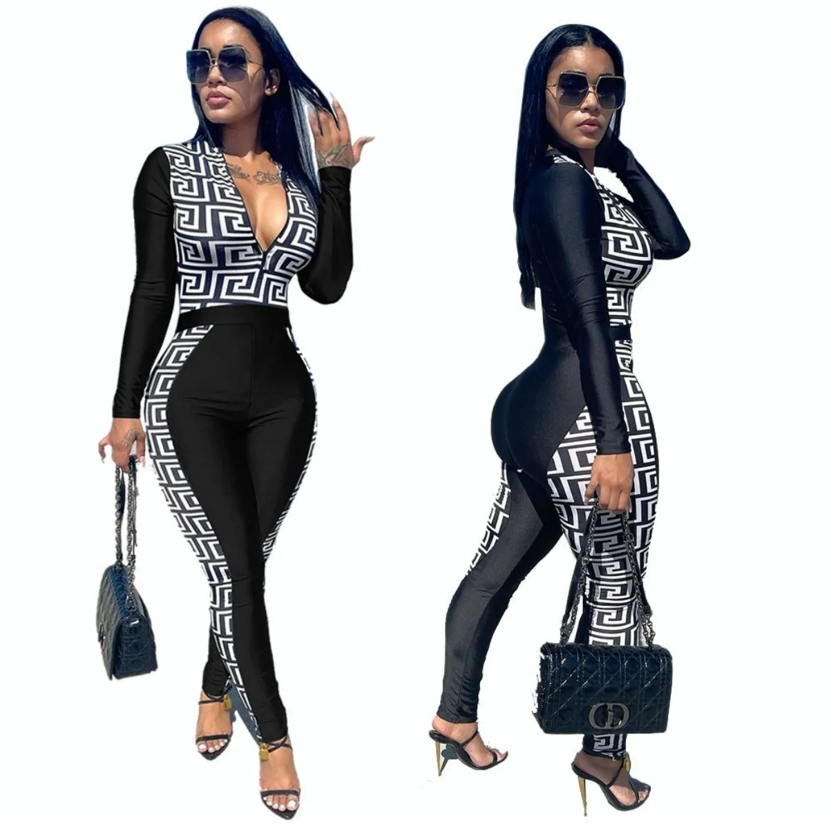 Two Piece Pants Tracksuit Women Casual Zip Neck Jacket and Legging Set Slim Outfits Free Ship