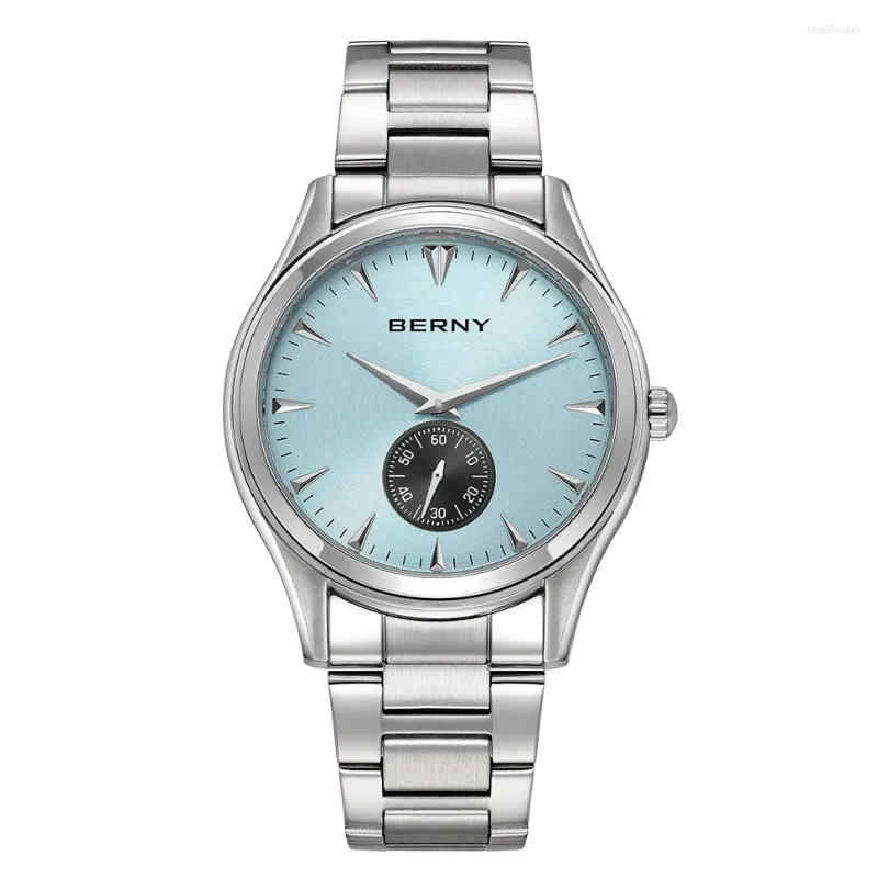 Relógios de pulso BERNY Quartz Watch para homens 5ATM impermeável movimento Miyota aço inoxidável relógios de moda simples