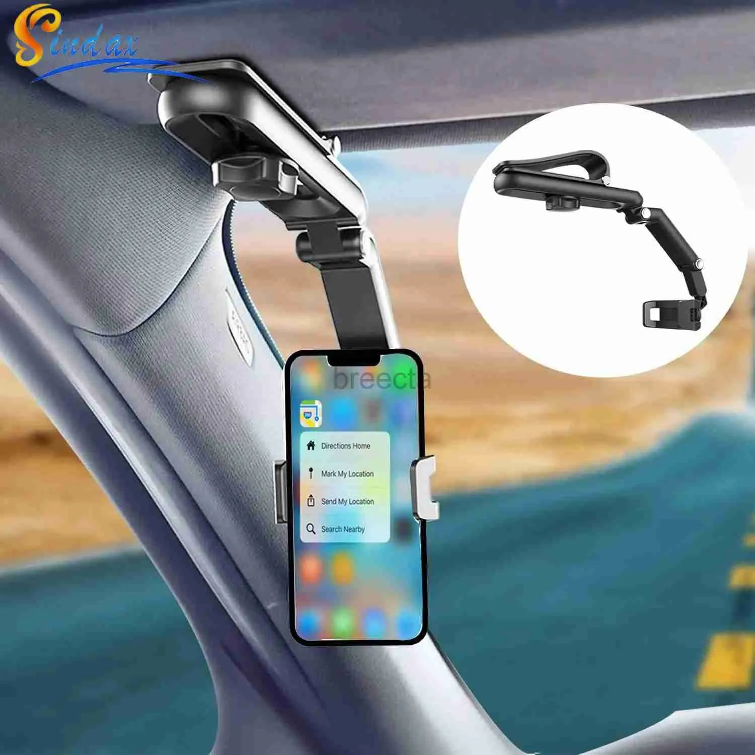 Handy-Halterungen, drehbar, für Auto, Clip, Sonnenblende, Handy, universelle Handy-Halterung für iPhone, GPS, Rückspiegel, Ständer, mobiler Clip 240322