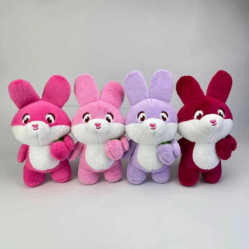 Peluche lapin fraise 4 couleurs, jouet mignon, compagnon de jeu pour enfants, cadeau de vacances, prix griffe Hine, vente en gros, 2024