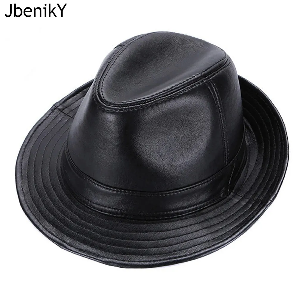 Men Real Genuine Sheepskin Leather Cowboy Hats Fashion Style Natural Cap Hat Sale Sheep Caps 240311