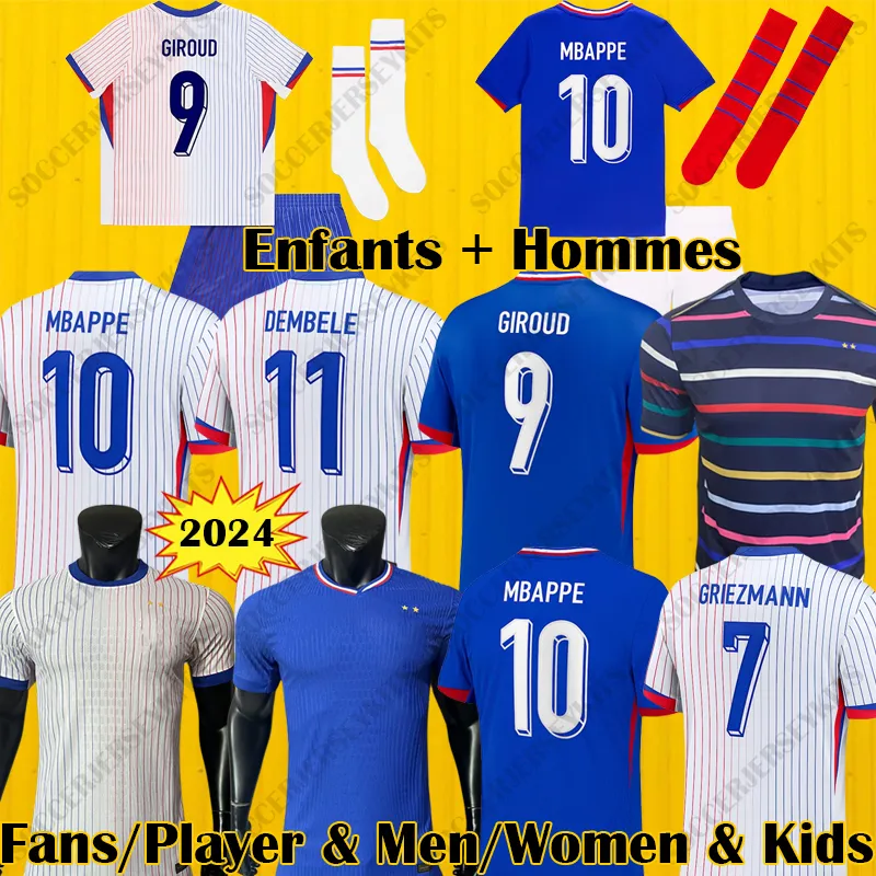 Maillot Euro 2024 Koszulki piłkarskie francuskie benzema fa n ces euro koszulki piłkarskie mbappe griezmann Kit Kit hommes enfants men dzieci