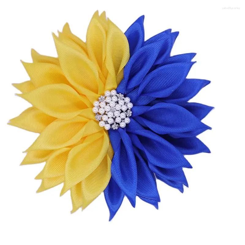 Brooches Solid Fabric Ribbon Flower Corsage Yellow Blue Group Sisterhood Club Sigma Gamma Sorority Brooch For Lady