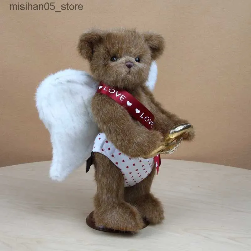 Bonecas de pelúcia cupido pelúcia urso brinquedo preenchimento ursinho e articulações podem mover asas de anjo preencher brinquedo amor menina decoração de casa q240322