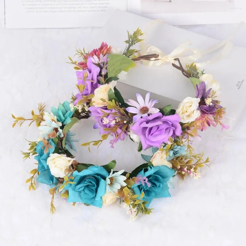 Dekorative Blumen, 1 Stück, Brautjungfern-Haarblumen-Stirnbänder, romantische künstliche Rosen, Hochzeitskränze, Stirnband, Mode-Accessoires