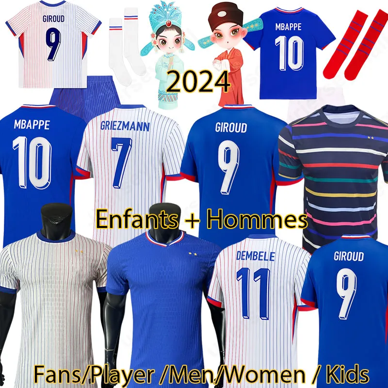 3xl 4xl 23 24 Frances Club Soccer Jersey Benzema Mbappe French Jersey 2024 Puchar Świata Maillot de Foot Kit Kit Men Football Tops TEE TEE SHIRTS Krótkie rękawowe koszulka