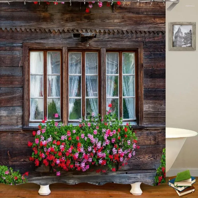 Rideaux de douche 3D salle de bain jardin fleurs paysage Rural impression paysage idyllique tissu imperméable décor rideau