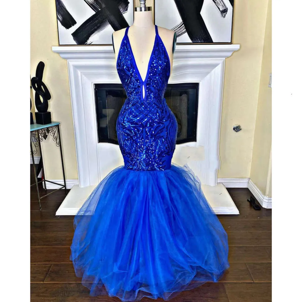 Royal Arabic Aso Ebi Blue Prom Dresses Mermaid Evening Formal Party Second Reception Birthday Engagement Bridesmaid Vestidos De Noche Femme Robes