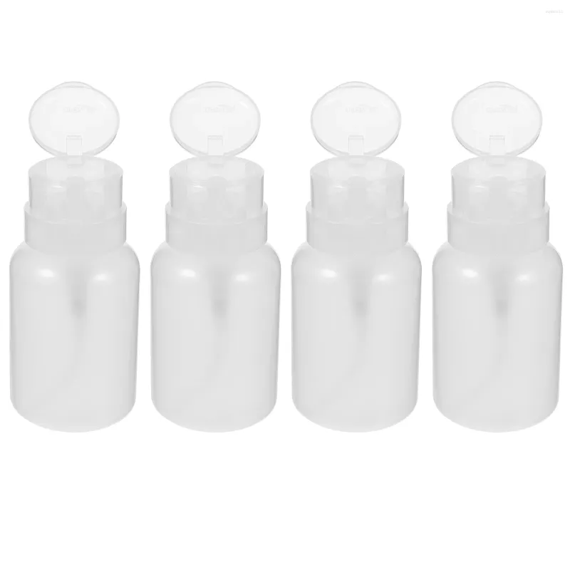 Storage Bottles 4 Pcs Manicure Press Bottle With Spiral Lock And Leak-free Empty Nail Polish Remover Water Make-up Disinfectant Round