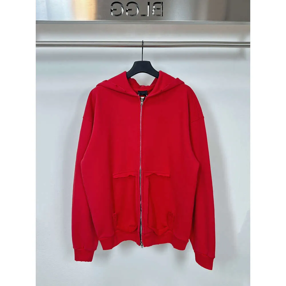 Sweat-shirt de cardigan à manches longues rouge massif Nouveau 2024 Spring automne manque de chemises à capuche gris rouge pour les femmes FZ2403203