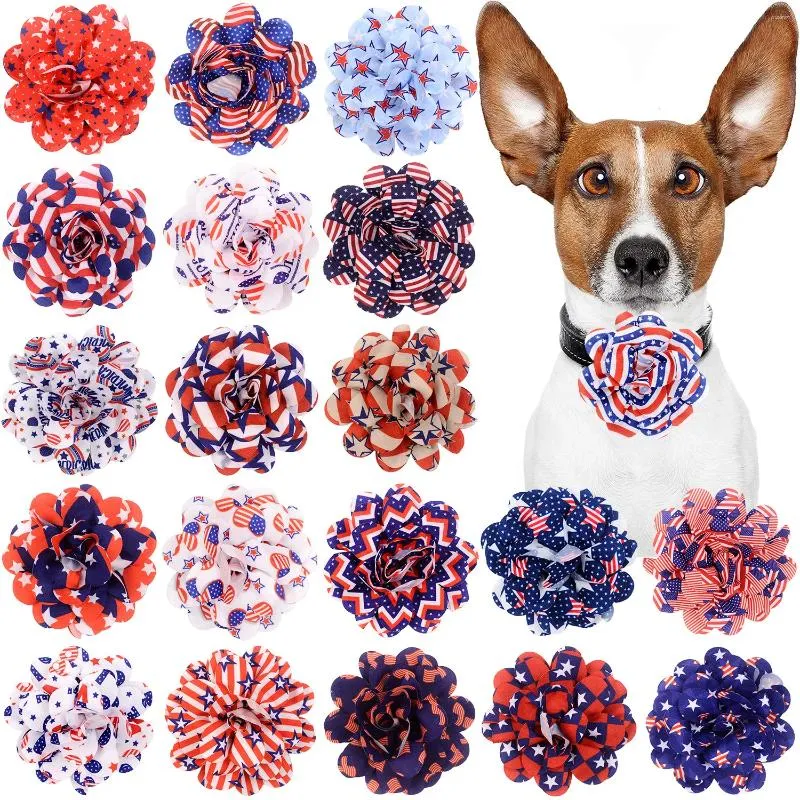 Hundebekleidung, 100 Stück, Unabhängigkeitstag, abnehmbare Blumen-Fliege für Hunde, Haustiere, Fellpflege-Halsband-Zubehör