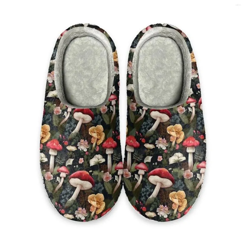 Slippers Beliodome Shrooms And Blooms Witmsical Home Cotton Custom Mens Women Sandals Keep Warm Shoes Couple Thermal Slipper