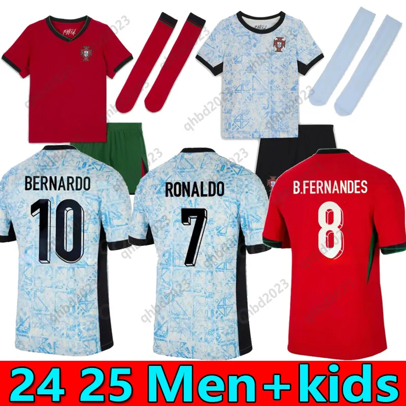 S-4XL 23 24 25 Portuguesas Soccer Jerseys Maillot Foot Joao Felix Ruben Neves Bruno Fernandes Diego J. Otavio 2023 2024 Portugueses Football Shirt Men Kids Kits Sets