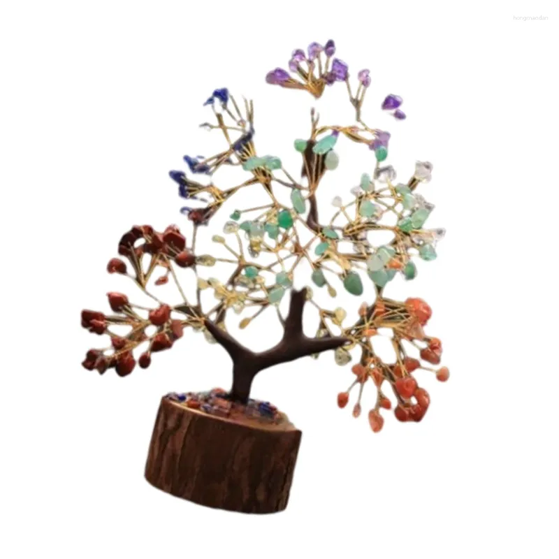 Fleurs décoratives, arbre en cristal exquis pour Feng Shui et décoration de maison, décoration en bois élégante artificielle