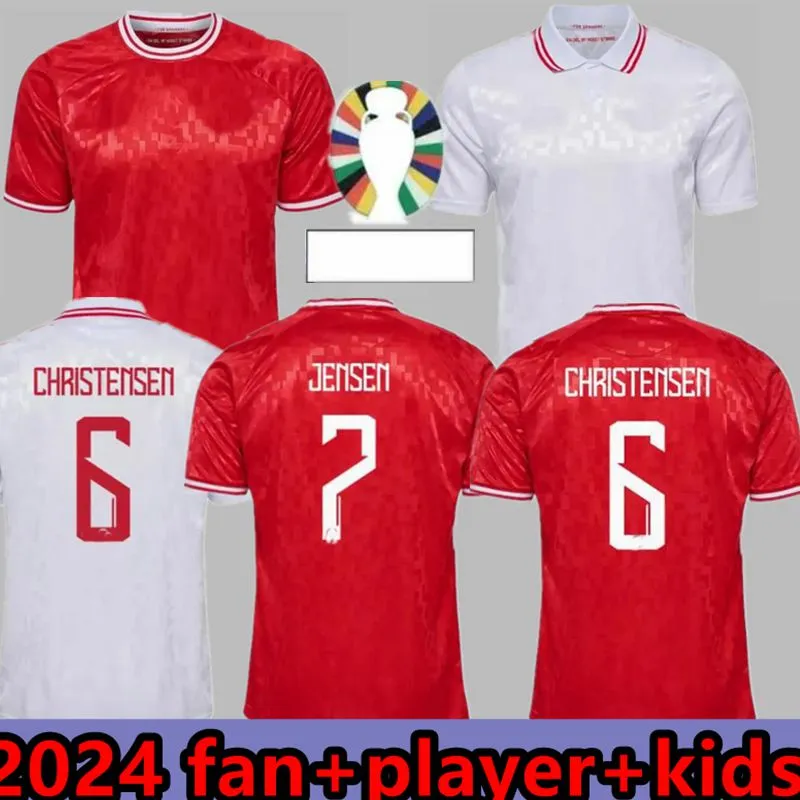 Danimarca Football Jersey 2024 Nuova squadra nazionale 2025 24 25 camicia da calcio uomini kit per bambini full set home white uomini uniform christensen jensen eriksen dolberg