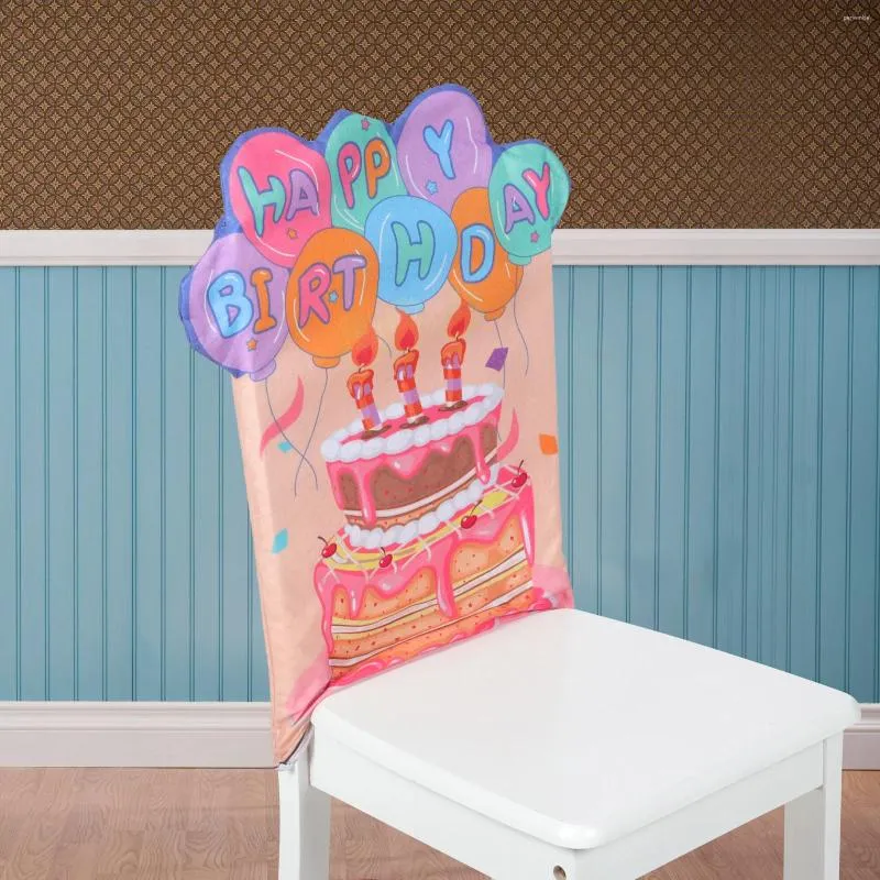 Couvre-chaise Couverture d'anniversaire Décoration Siège Tissu élastique Heureux pour l'école Enfant Bureau Decore