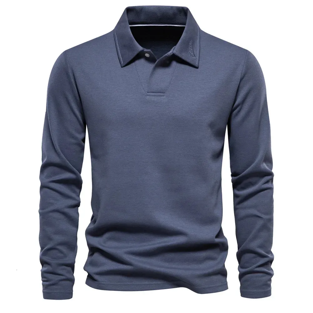 Autumn Hafdery Polo T Shirt for Men Long Rleeves Casual Mens Social Shirts Luxury Golf Designer Odzież 240312