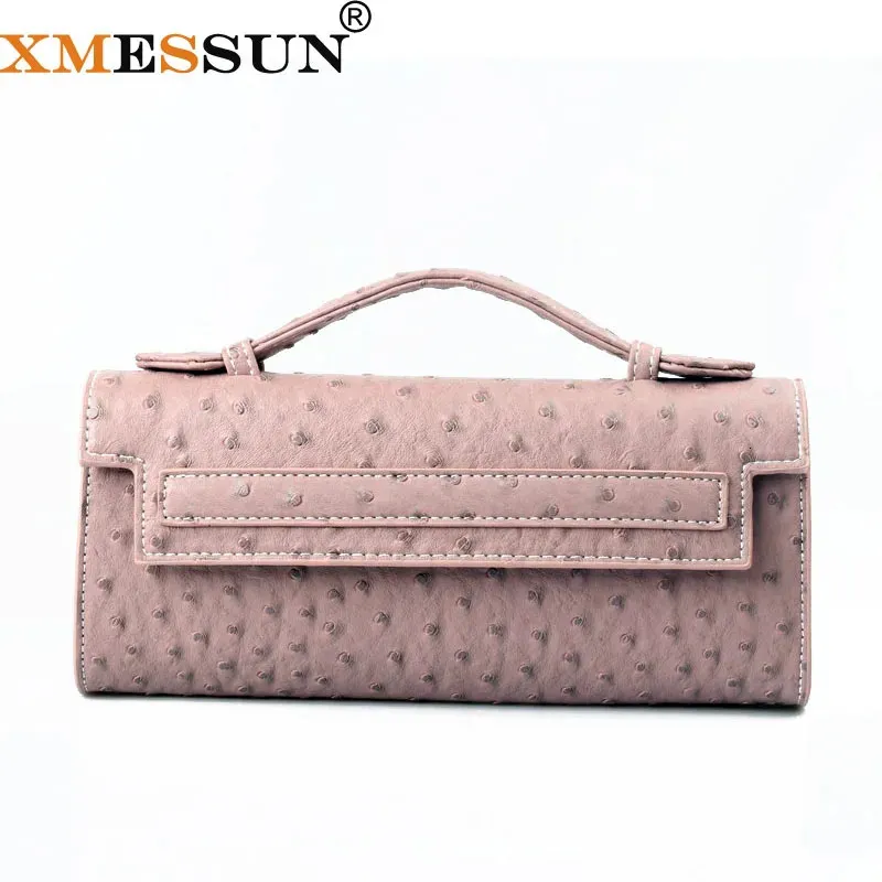 XMessun Customized Strostrich Muster Langes Kupplungsbeutel PU Leder Party Tasche Hochwertige Designer Handtaschen INS Trendy Bag 240321