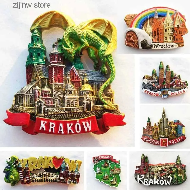 Magneti per il frigo Polonia Castello delle onde CRACOVIA Magnete per il frigorifero Castello di Wroclaw Souvenir turistici Adesivo magnetico Decorazione della casa Polska Regalo Creatività Y240322