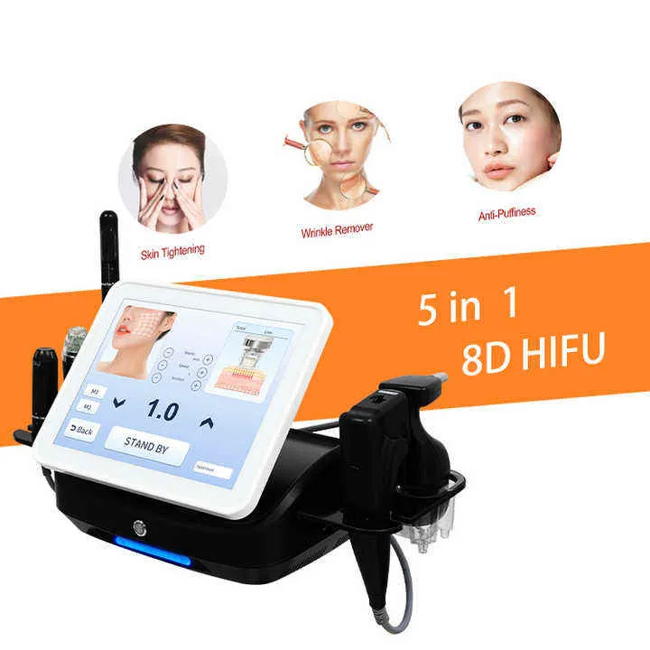 8D HIFU Microneedle RF Beauty Machine 5 HANDLAR FÖR FACIAL BODY CARE Huddragning Ansikt Lyft Anti-aging HIFU Tools