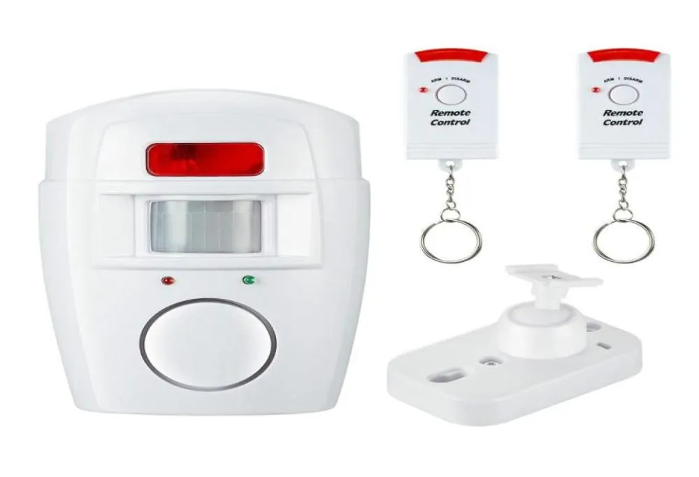 Alarmsysteme 2 Fernbedienung Wireless Home Security PIR Alarm Infrarot-Sensorsystem Diebstahl-Bewegungsmelder 105 dB Sirene4404498