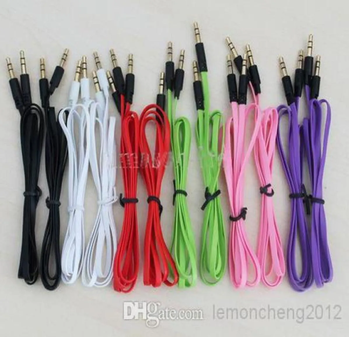 35mm Male to Male Audio Stereo AUX Cable for headphones mobile phones mix color Flat noodle 4654194