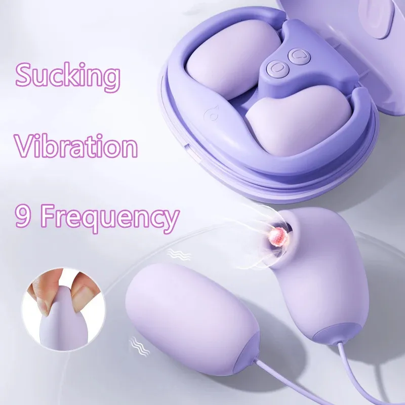 Sex G Spot Vibrator Silicone Egg Clit Sucker Clitoris Stimulation Massage Kvinnlig onani Vuxen leksak för män 9 hastighet laddning 240320