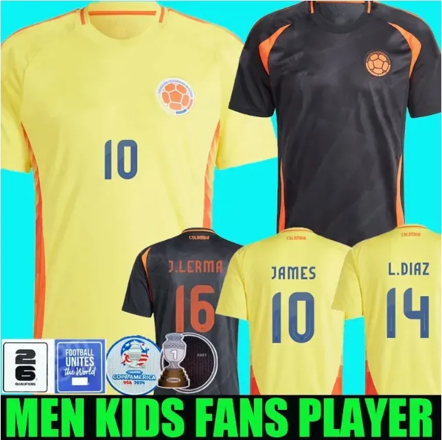 2024 Colombie Maillots de football à l'extérieur Valderrama FALCAO JAMES Accueil 24 25 Colombie Maillot de football CUADRADO Équipe nationale Hommes Enfants Kit Camiseta de Futbol