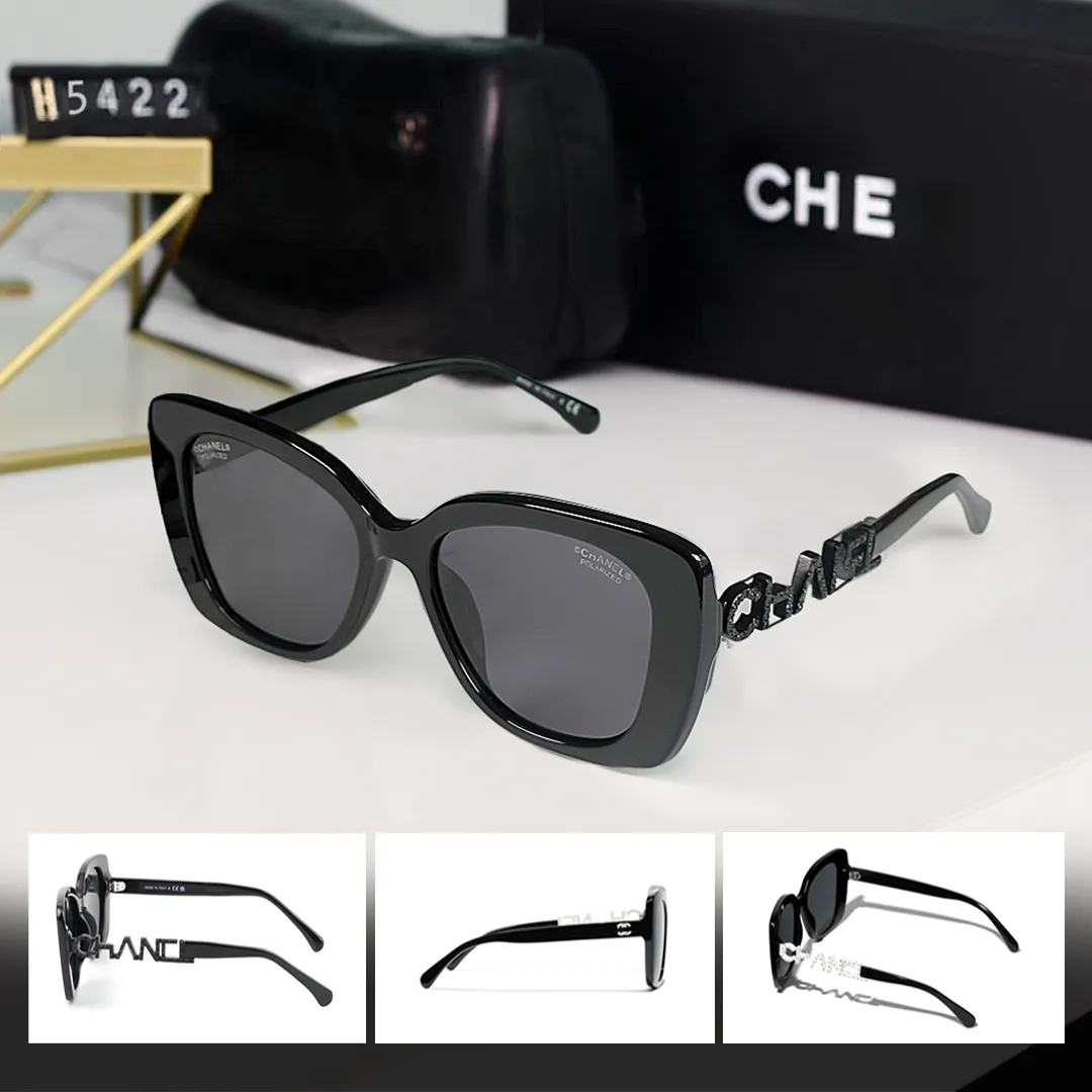 Designer CH5422B Kanalgläser Retro Top Fahren Sie UV -Schutzmodeibein für Frauen Männer Sonnenbrille