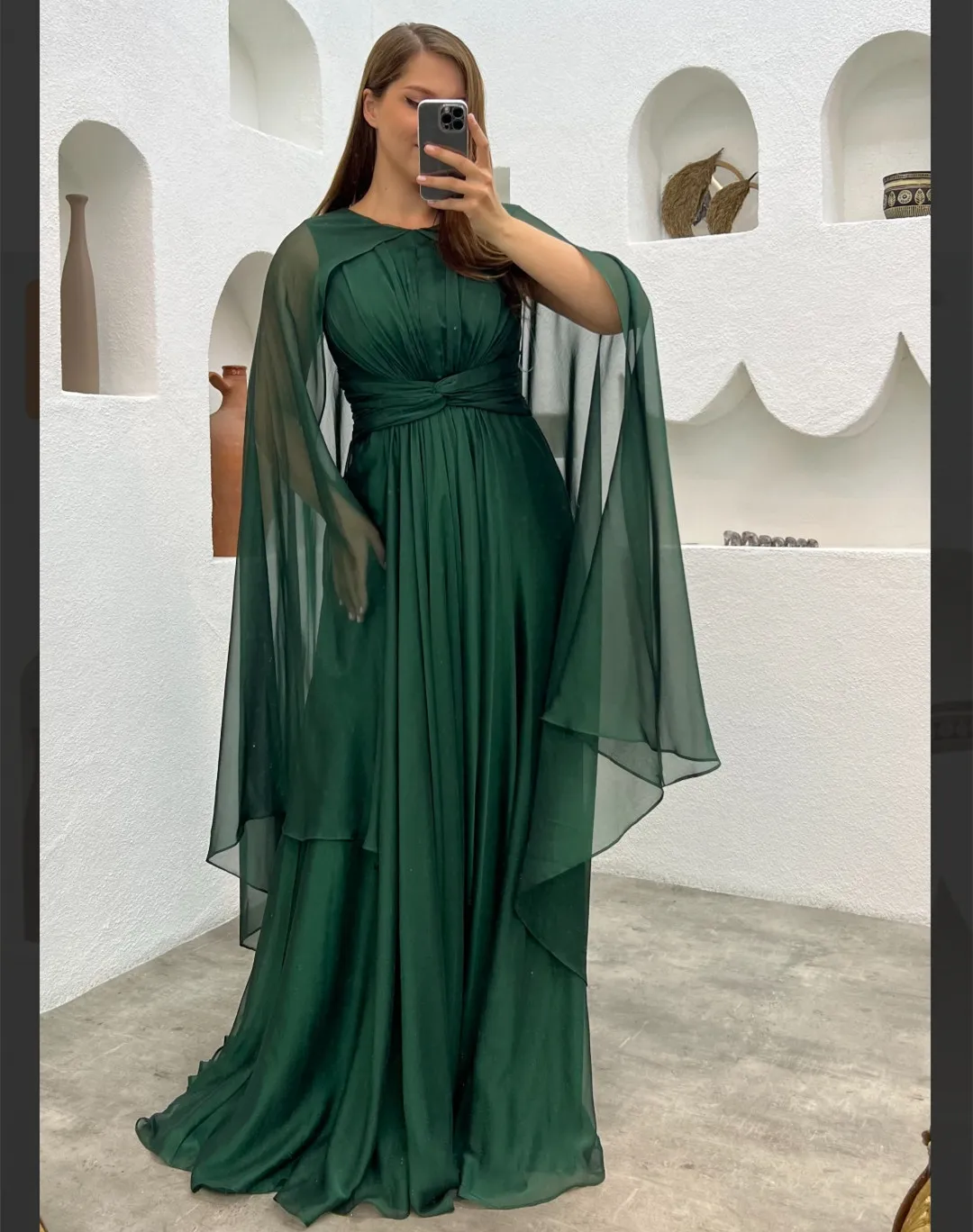 Elegant Green Jewel Neck Pleated Evening Dress With... From Lavida_beauty,  $261.3 | DHgate.Com