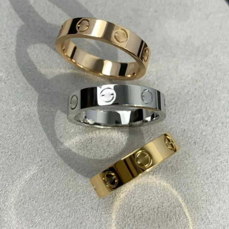 Bandringen als originele ontwerper graveren 6 mm diamanten LOVE-ring 18K goud zilver Rose 750 roestvrijstalen ringen Dames heren liefhebbers bruiloft sieraden cadeau groot VS