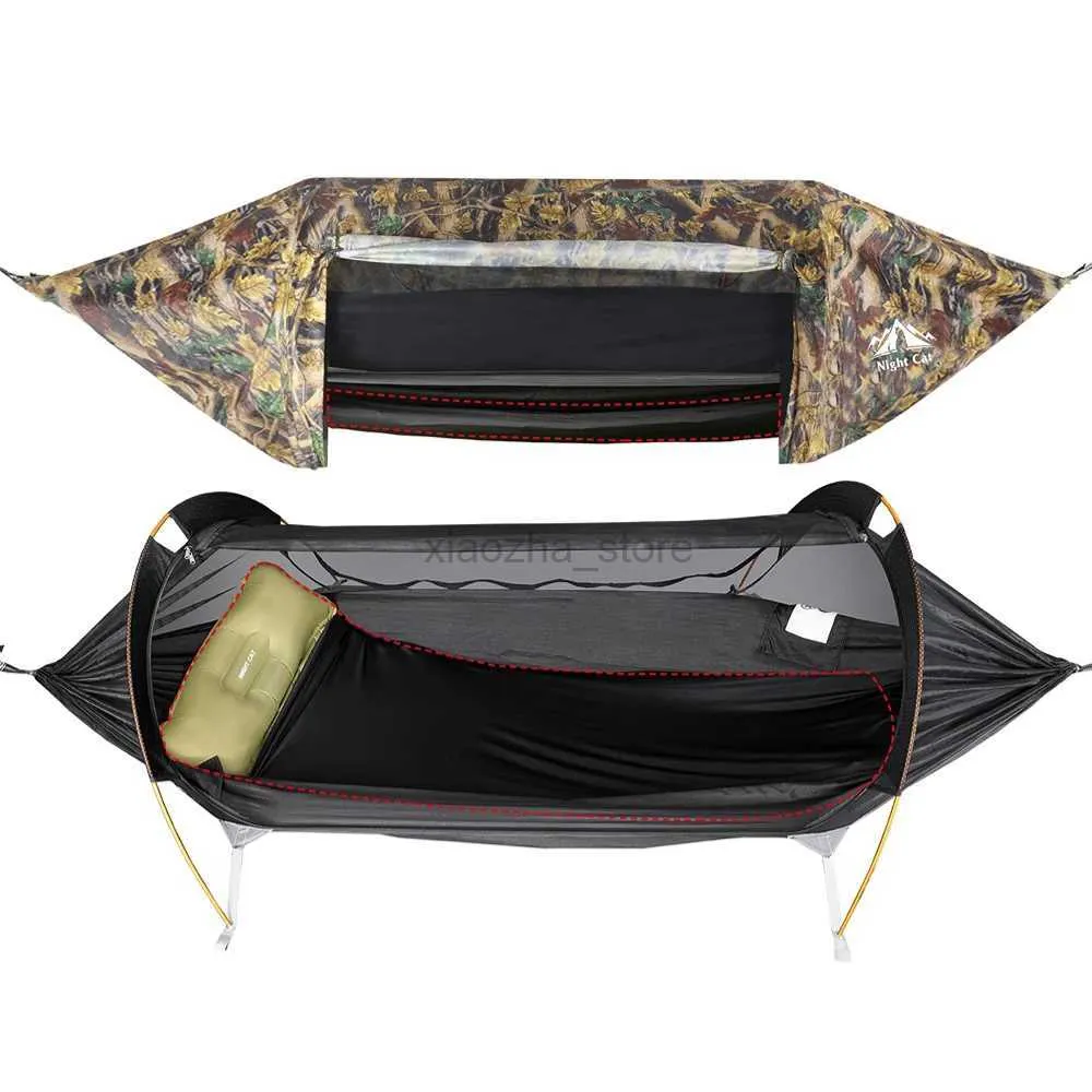 Tält och skydd natt katt camping hammock tält med myggnät och regn fluga 1-2 personer backpacking bivvy mark tält vattentät lättvikt 240322