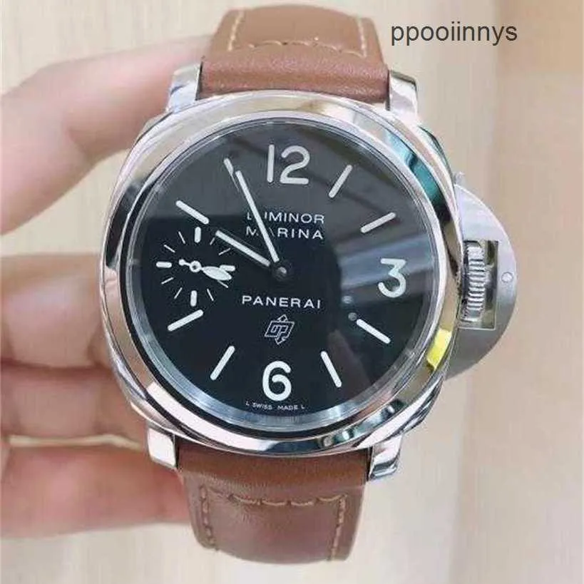 남성 Paneraiss 시계 기계식 Paneraiss Luminor 44mm PAM0005 수동 기계식 남성 방수 풀 스테인리스 스틸 고품질