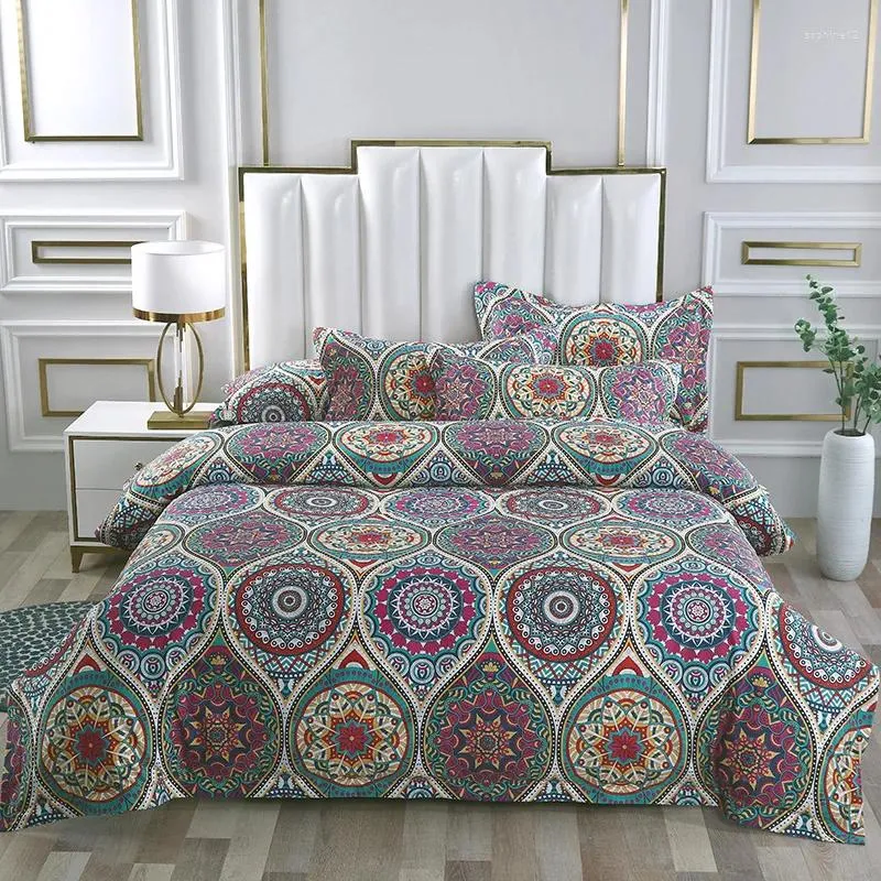 침구 세트 면화 프리미엄 퀼트 베드 스프레드 빈티지 보헤미안 스타일의 이불 커버 4/6pcs 1quilt 1bedspread 2 베개 가짜