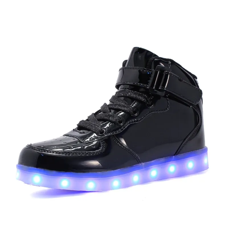 Sneakers Strongshe zwarte kinderen schoenen met lichte jongens meisjes casual led schoenen voor kinderen USB oplaad leding light up 5 kleuren kinderen schoenen