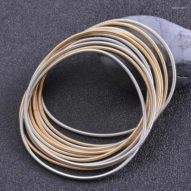 Charm Bracelets Retractable Carbon Steel Wire Spiral Spring Bracelet String Stackable Coil DIY