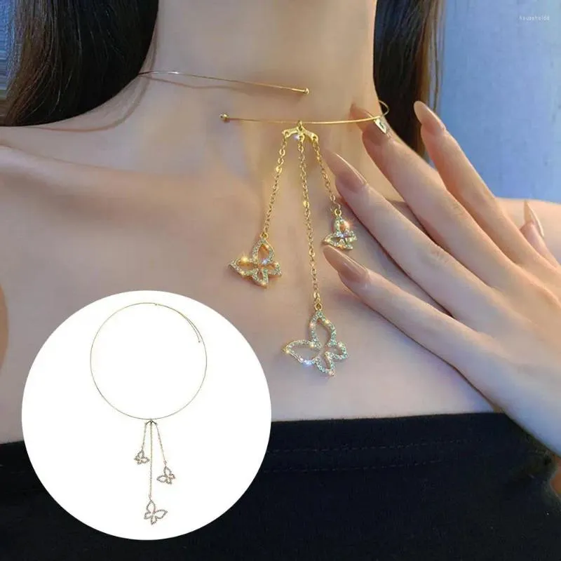 Kettingen Elegante Holle Vlinders Kwastje Hanger Choker Ketting Vrouwen Gouden Kraag Sleutelbeen Sieraden Gift